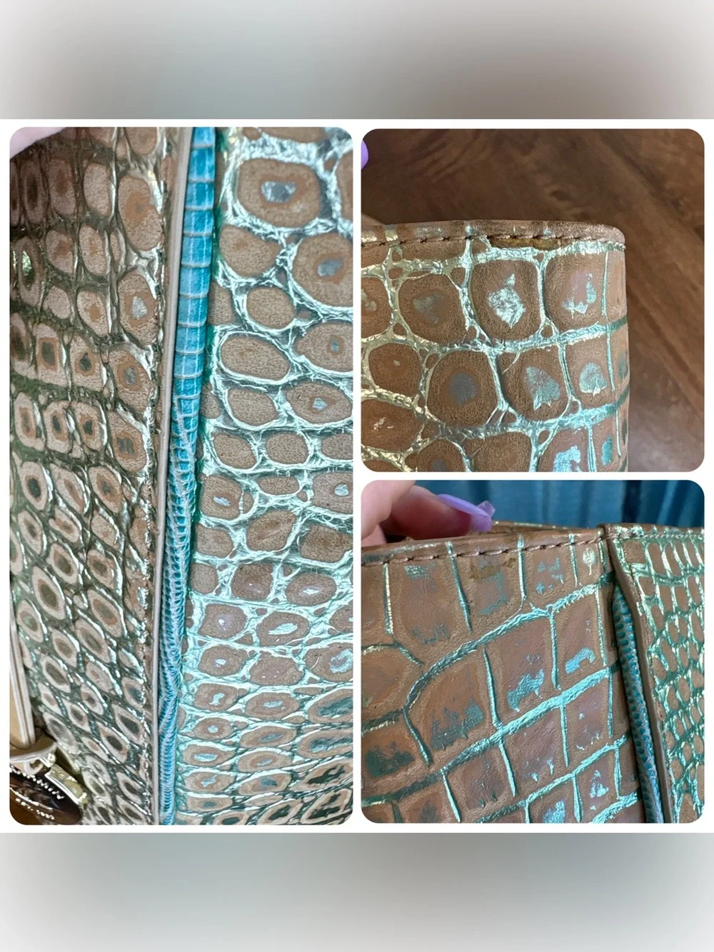 Brahmin EUC April & Veronica - Mineral Blue Freemont - Soft Nubuck - Metallic